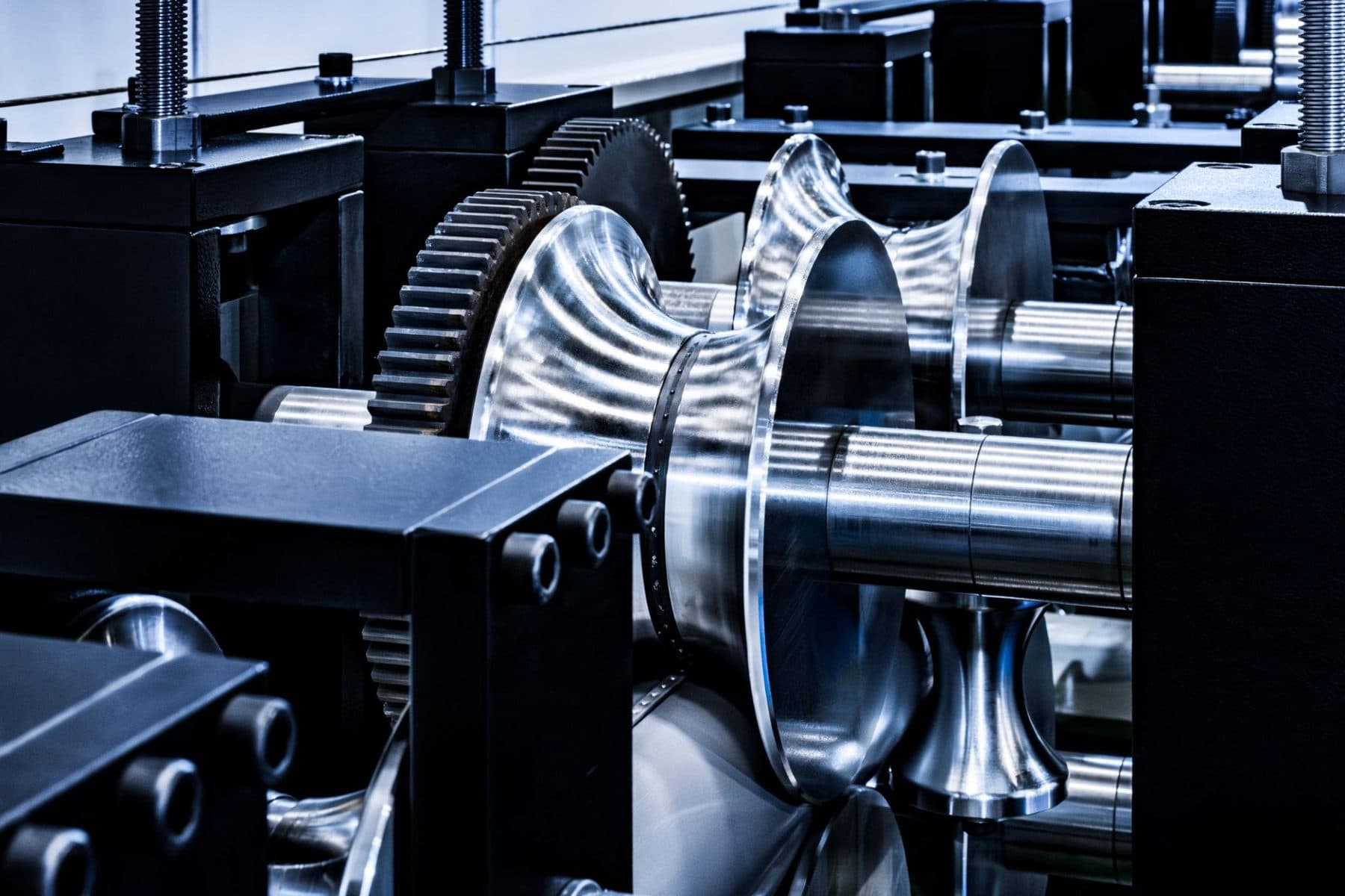 Precision machinery forming metal on a production line